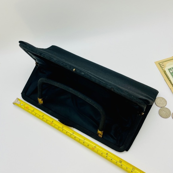 1940s Vintage Clutch Evening Purse, Black - Picture 6 of 10